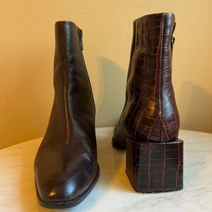 Seychelles Dark Brown Croc-Embossed Ankle Boots